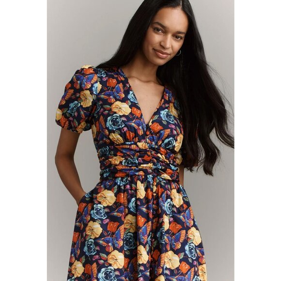Anthropologie The Katerina Button-Front Dress Navy Floral Maxi Plus Size 2X NWT - Picture 5 of 6